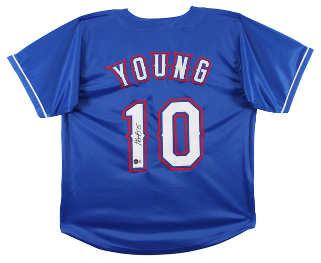 Michael Young Authentic Signed Blue Pro Style Jersey Autographed BAS Witnessed Michael Young Authentic Signed Blue Pro Style Jersey Autographed BAS Witnessed