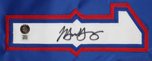 Michael Young Authentic Signed Blue Pro Style Jersey Autographed BAS Witnessed Michael Young Authentic Signed Blue Pro Style Jersey Autographed BAS Witnessed