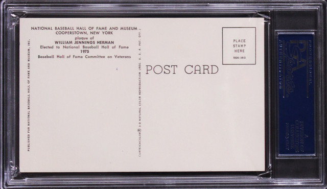 Cubs Billy Herman Signed 3.5x5.5 1964 HOF Yellow Plaque Postcard PSA/DNA Slabbed
