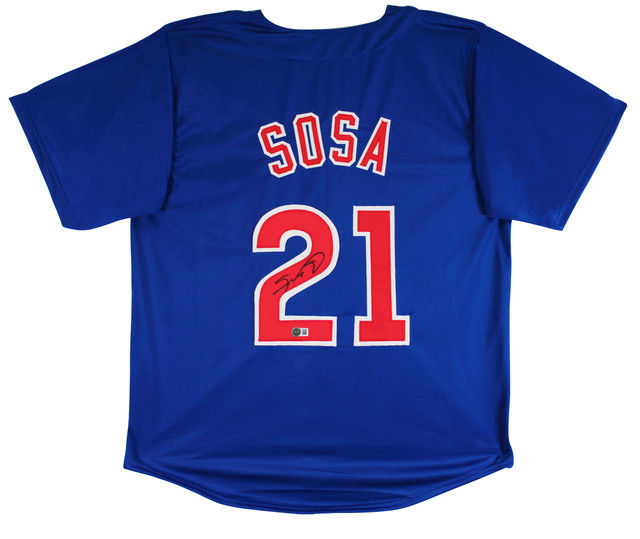 Sammy Sosa Authentic Signed Blue Pro Style Jersey Autographed BAS Witnessed