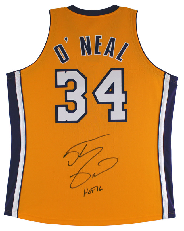 Shaquille O'Neal 9x Inscribed Signed Yellow M&N 99-00 HWC