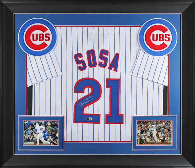 Sammy Sosa Authentic Signed White Pinstripe Pro Style Framed Jersey BAS Witness