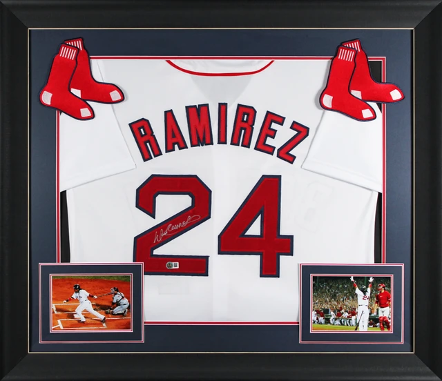 Portie 野球ユニフォームセット 赤白 David Ortiz Authentic Signed White Pro Style Framed Jersey BAS