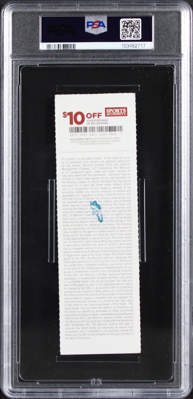 Broncos Von Miller "NFL Debut" Signed 2011 Full Ticket Stub Auto 10 PSA Slab 1 Broncos Von Miller "NFL Debut" Signed 2011 Full Ticket Stub Auto 10 PSA Slab 1