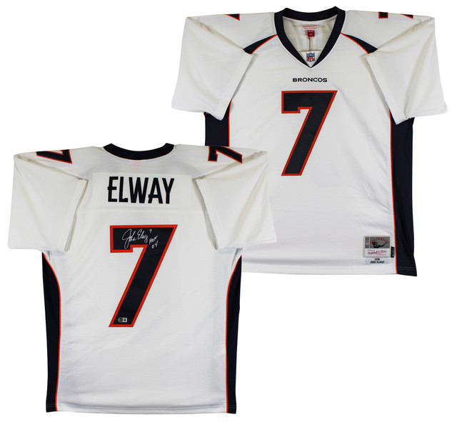 Broncos John Elway "HOF 04" Authentic Signed White 1998 M&N TB Jersey BAS Wit Broncos John Elway "HOF 04" Authentic Signed White 1998 M&N TB Jersey BAS Wit
