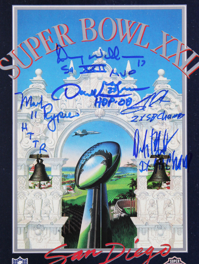 Washington (5) Rypien, Williams, Green, Clark, Manley Signed SB XXII Program BAS