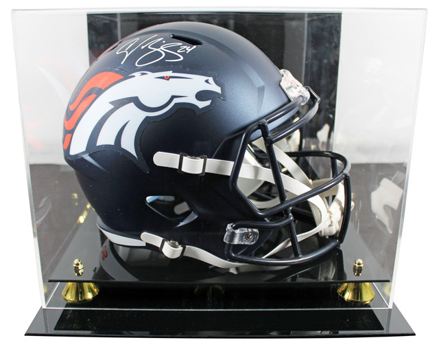 Broncos Champ Bailey Signed F/S Speed Rep Helmet W/ Case w/ White Sig BAS Wit Broncos Champ Bailey Signed F/S Speed Rep Helmet W/ Case w/ White Sig BAS Wit