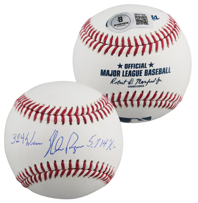 Rangers Nolan Ryan "5714 K's, 324 Wins" Authentic Signed Baseball W/ Case BAS Rangers Nolan Ryan "5714 K's, 324 Wins" Authentic Signed Baseball W/ Case BAS