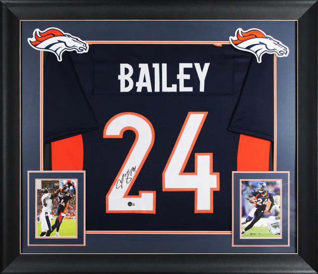 Champ Bailey Authentic Signed Navy Blue Pro Style Framed Jersey BAS Witnessed Champ Bailey Authentic Signed Navy Blue Pro Style Framed Jersey BAS Witnessed