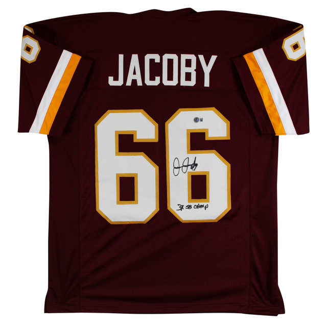 Joe Jacoby "3x SB Champ" Authentic Signed Maroon Pro Style Jersey BAS Witnessed