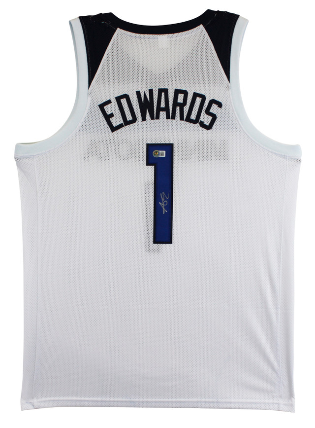 Anthony Edwards Authentic Signed White Pro Style Jersey