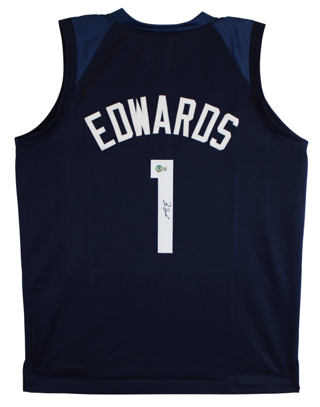 Anthony Edwards Authentic Signed Navy Blue Pro Style Jersey