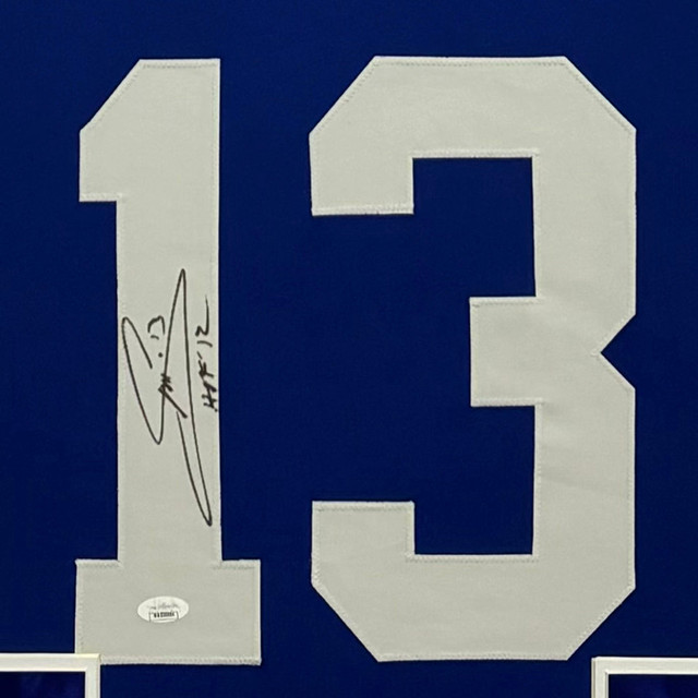 Mats Sundin Signed HOF 12 Blue Custom Suede Matte Framed Hockey Jersey Mats Sundin Signed HOF 12 Blue Custom Suede Matte Framed Hockey Jersey