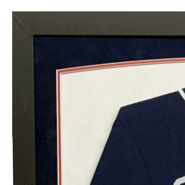 Tom Glavine Signed Atlanta Navy Custom Suede Matte Framed Baseball Jersey (JSA) Tom Glavine Signed Atlanta Navy Custom Suede Matte Framed Baseball Jersey (JSA)