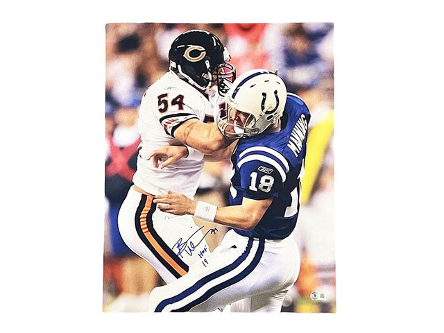 Ballon De Football Taille Réelle Signé Brian Urlacher (HOF) #54 Chicago Bears - Avec Certificat