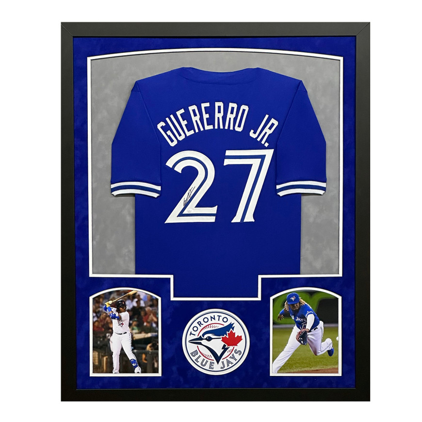 Vladimir Guerrero Jr Signed Toronto Blue Custom Suede Matte Framed