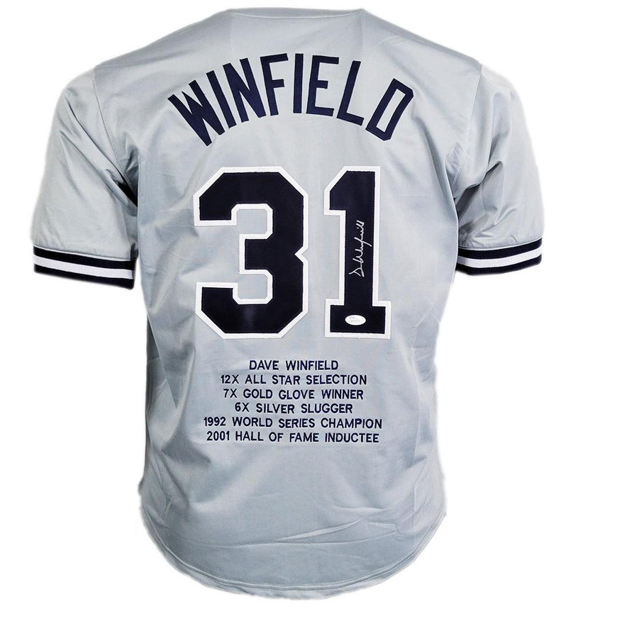 Dave Winfield Signed Stats Inscription New York Grey Baseball