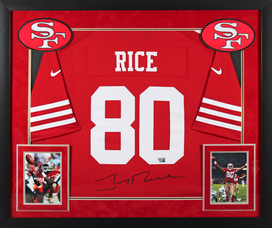49ers Jerry Rice Authentic Signed Red Nike Game Framed Jersey Fanatics