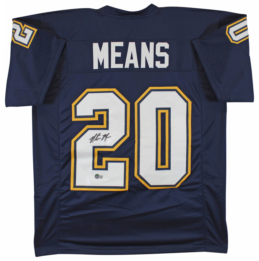 Natrone Means Authentic Signed Navy Pro Style Jersey BAS