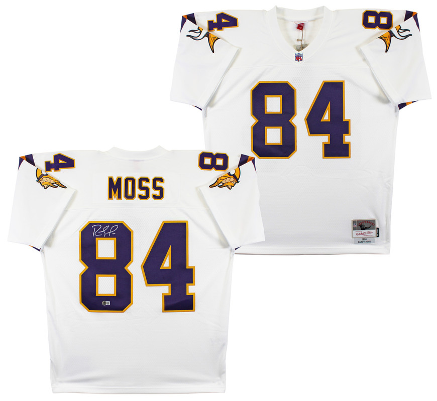 Vikings Randy Moss Authentic Signed White 1998 M&N Throwback
