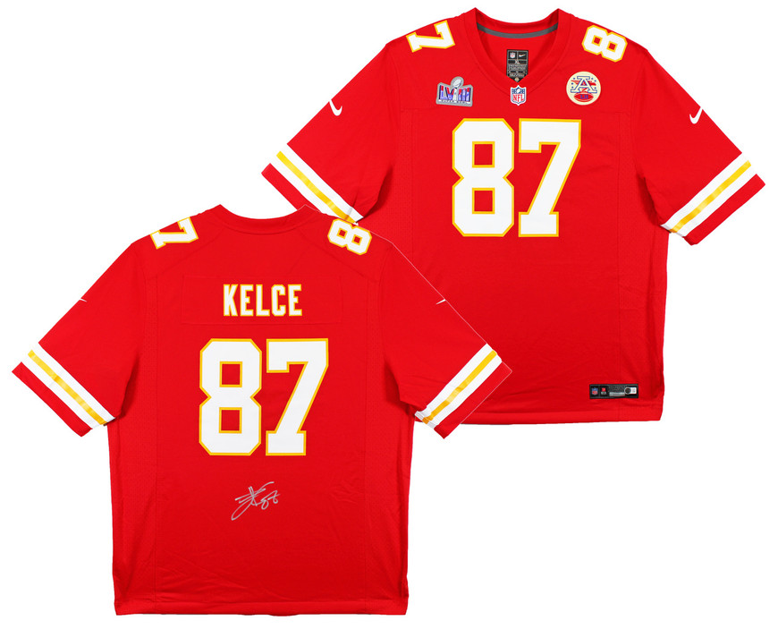 Chiefs Travis Kelce Signed Red Nike Game Jersey w/ SB LVIII Patch