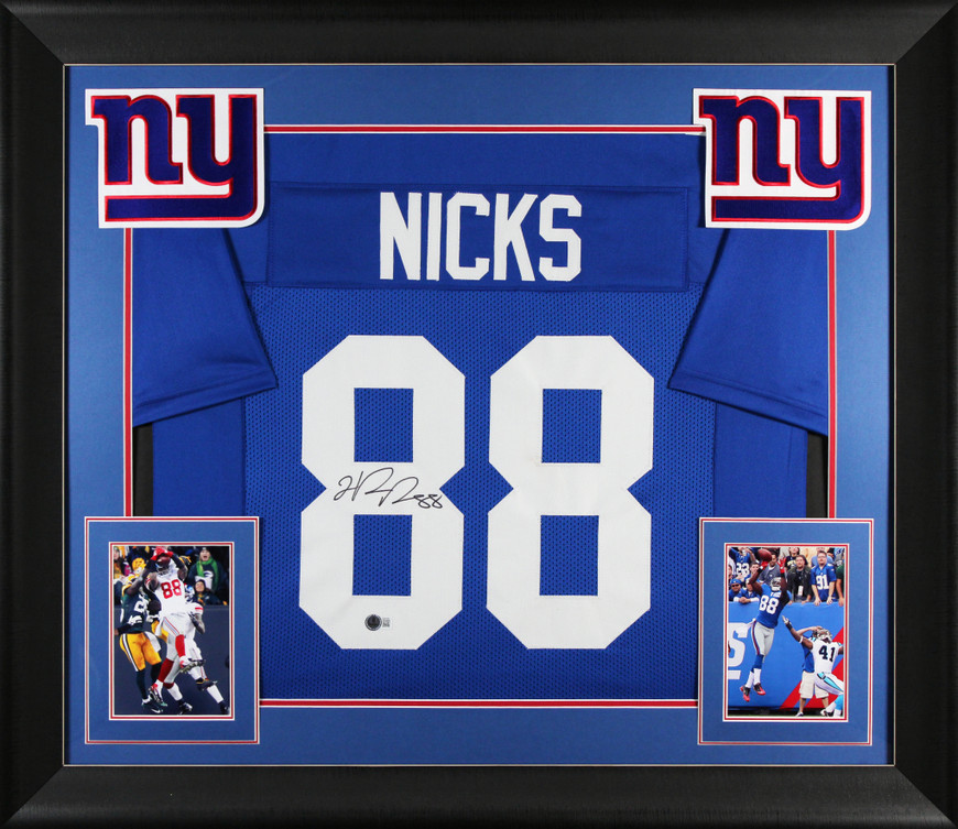 Hakeem Nicks Authentic Signed Blue Pro Style Framed Jersey