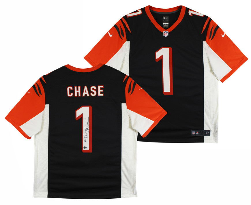 Bengals Ja'Marr Chase Signed Black Throwback Nike Limited Jersey