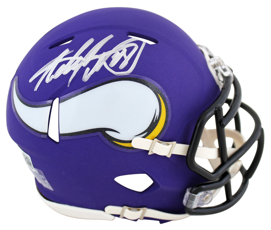 Vikings Adrian Peterson Authentic Signed Mini Helmet W/ Case BAS