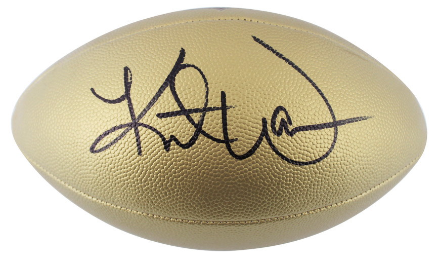 Kurt Warner Signed Wilson Replica Duke Metallic Gold Football W