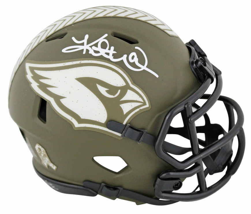 Cardinals Kurt Warner Signed STS Speed Mini Helmet w/ White Sig w