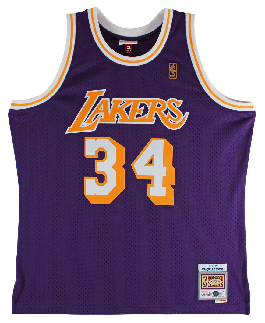 Lakers Shaquille O'Neal Signed Purple Mitchell & Ness 1996-97 HWC