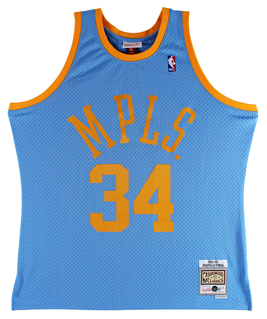 Lakers Shaquille O'Neal Signed Blue TB MLSP M&N HWC Swingman