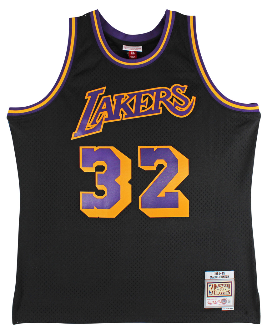 Lakers Magic Johnson Authentic Signed Black M&N HWC Swingman