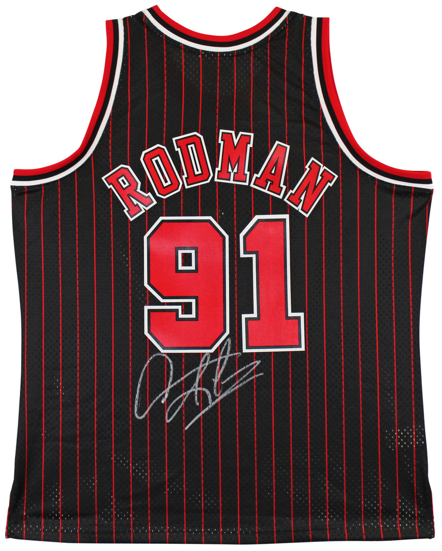 Bulls Dennis Rodman Authentic Signed Black M&N HWC Swingman Jersey 1