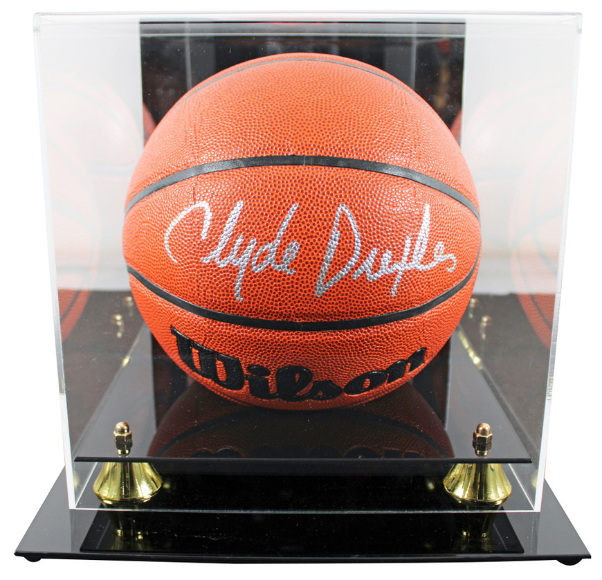 Rockets Clyde Drexler Authentic Signed Wilson Basketball w/ Case