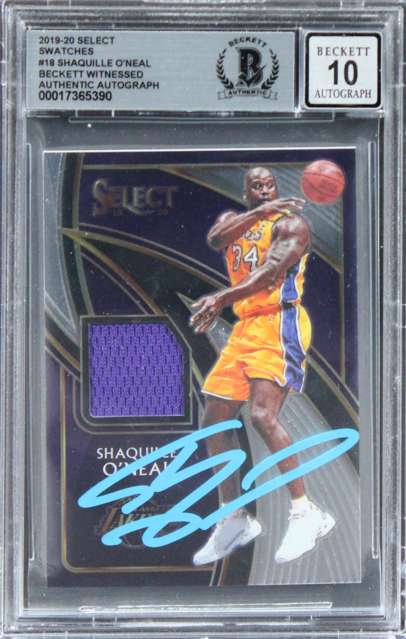 Lakers Shaquille O'Neal Signed 2019 Select Swatches #18 Card Auto