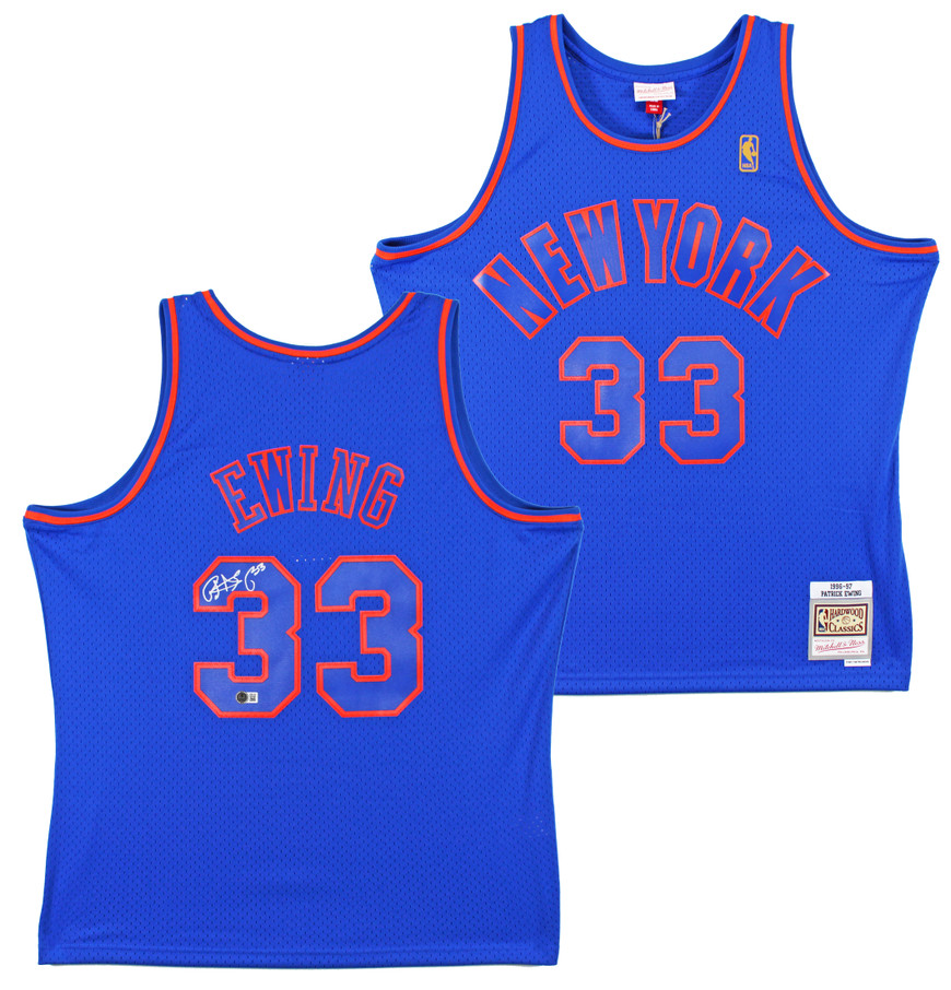 Knicks Patrick Ewing Authentic Signed Blue Mitchell & Ness Jersey
