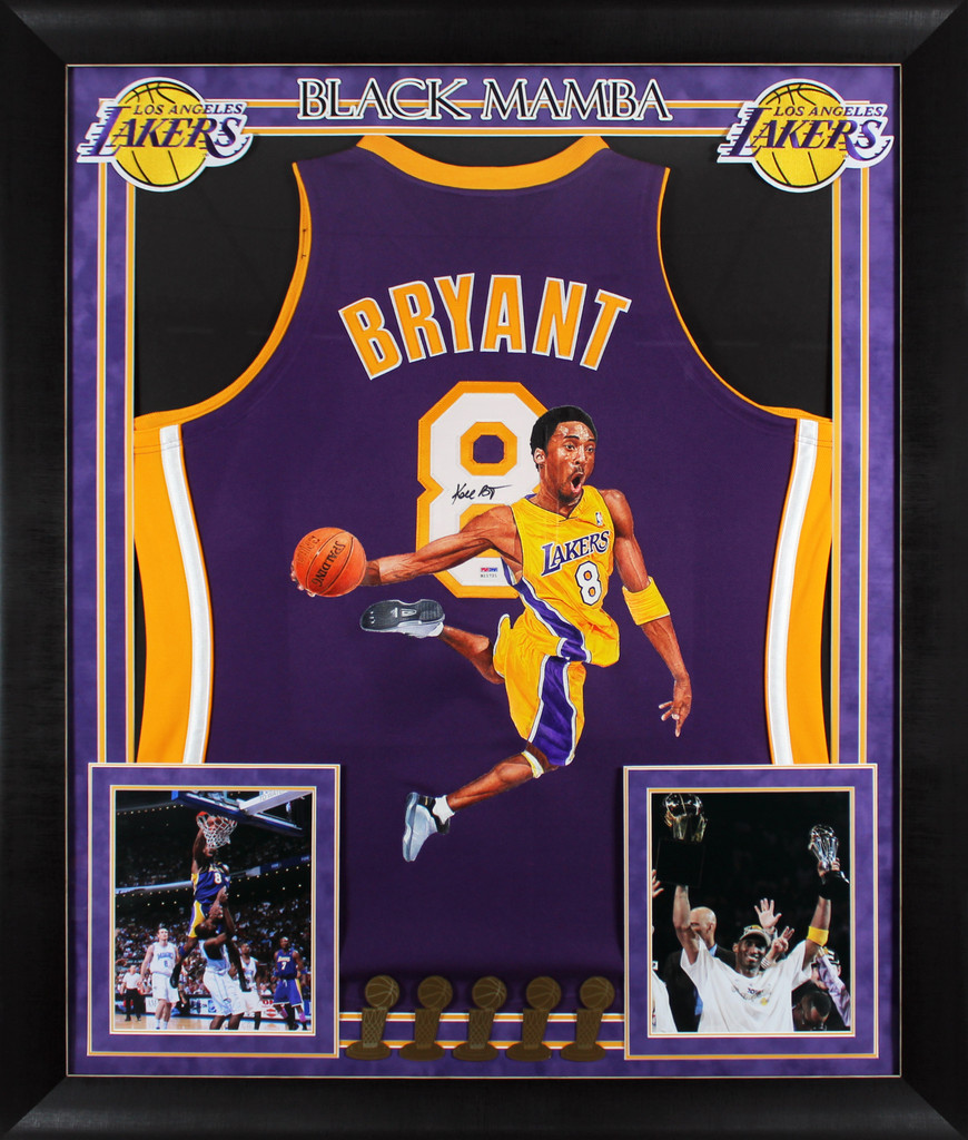 Lakers Kobe Bryant Signed William Zavala Hand Painted M&N Framed