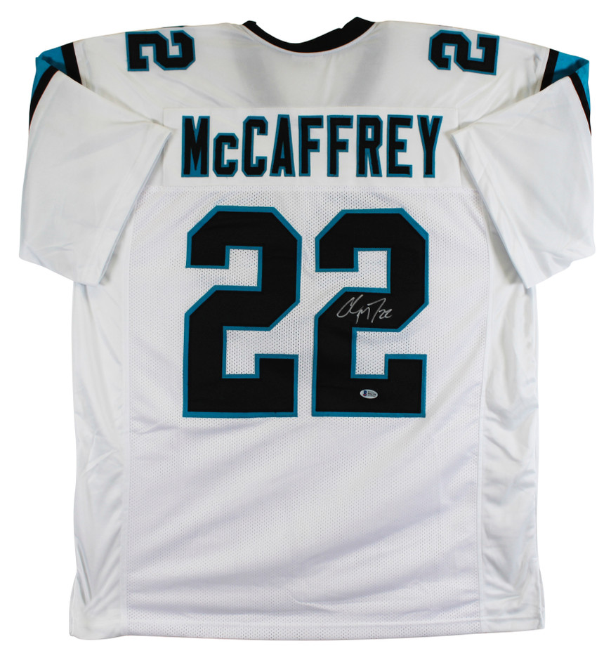 Christian McCaffrey Authentic Signed White Pro Style Jersey BAS