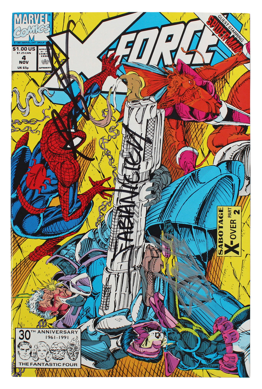 3) Stan Lee, Liefeld & Nicieza Authentic Signed X-Force #4 Comic