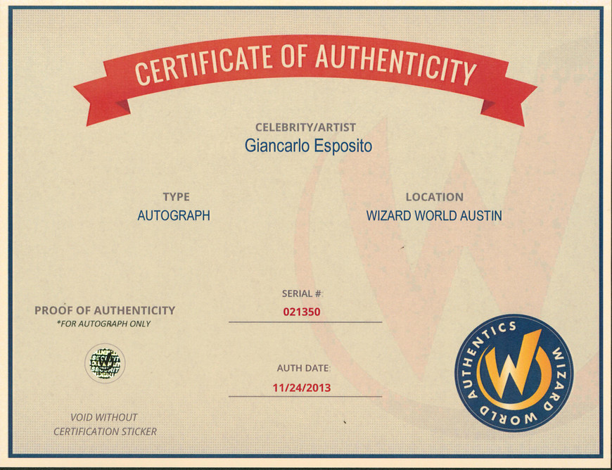 Giancarlo Esposito Revolution Authentic Signed 8x10 Photo Wizard