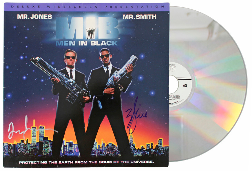 Will Smith & Tommy Lee Jones MIB Signed Laserdisc Cover W/Disk BAS