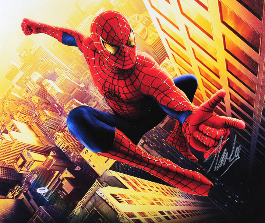 Stan Lee Marvel Authentic Signed 20x24 Spider-Man Canvas PSA/DNA