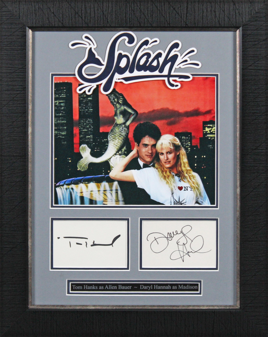 Daryl Hannah & Tom Hanks Splash Signed Index Card Framed Display