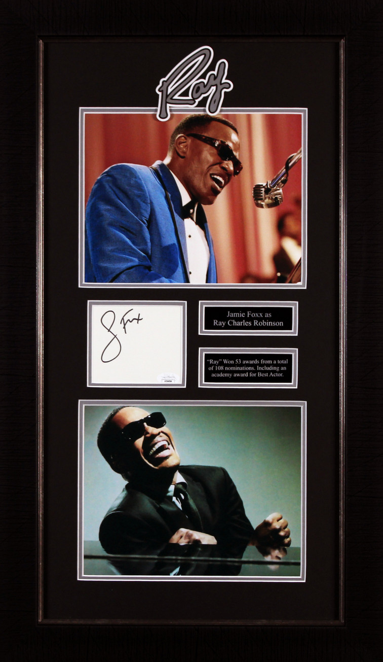 Jamie Foxx Ray Authentic Signed 3x5 Index Card Framed Display JSA