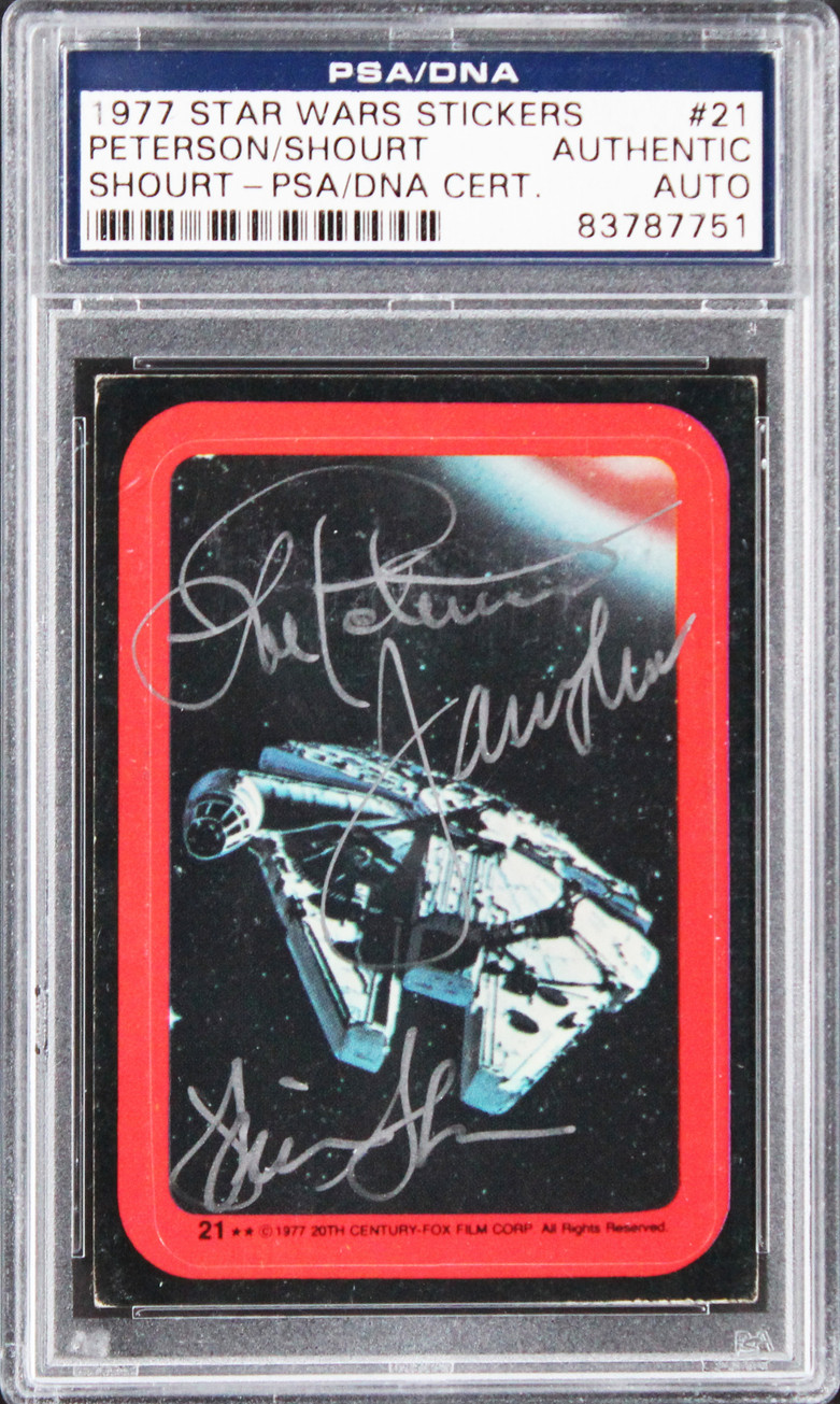 Star Wars (2) Peterson & Shourt Signed 1977 SW Stickers #21 Card