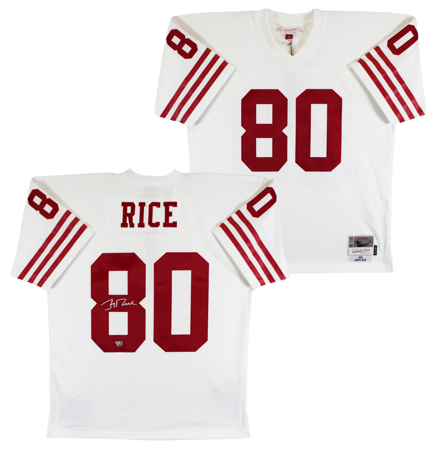 49ers Jerry Rice Authentic Signed White Mitchell & Ness Jersey