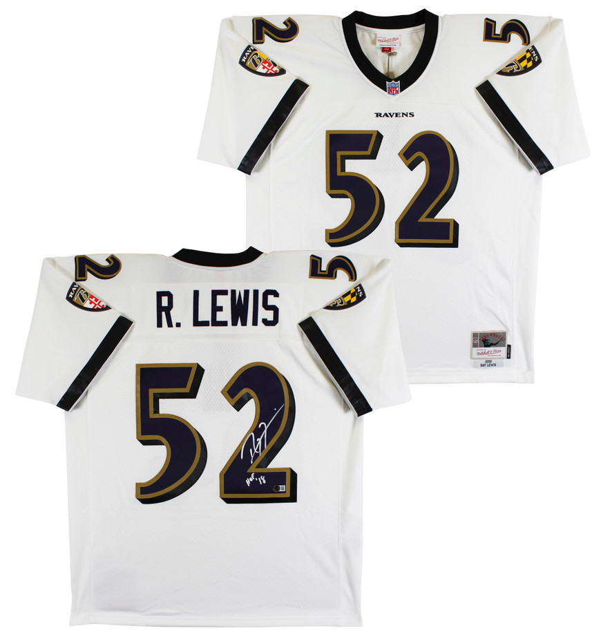 Ravens Ray Lewis Authentic Signed White Mitchell & Ness Jersey BAS