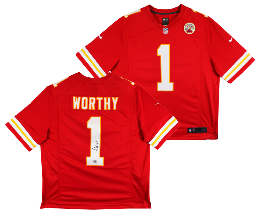 Chiefs Xavier Worthy Signed Red Nike Limited Jersey w/ Black