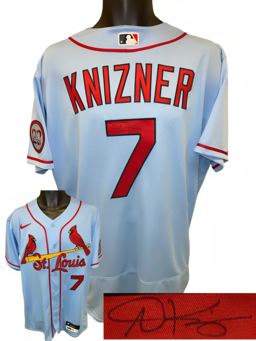 Andrew Knizner Signed Louis Cardinals Nike Mlb Authentic Collection  Blue Team Issued #7 Jersey Sz 46– Mlb Certified Hologram